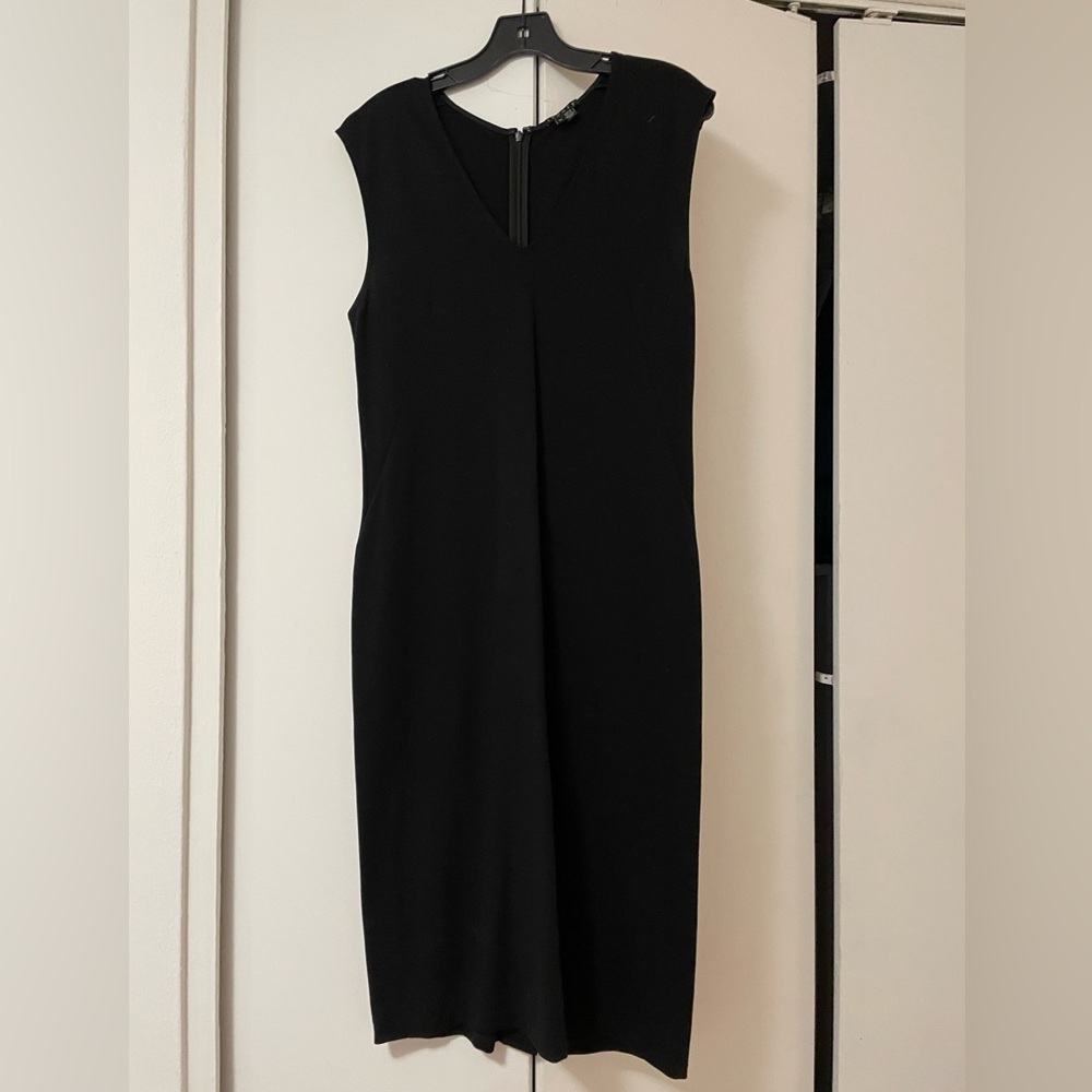THEORY V-neck Stretch Merino Wool Midi Dress Size Medium